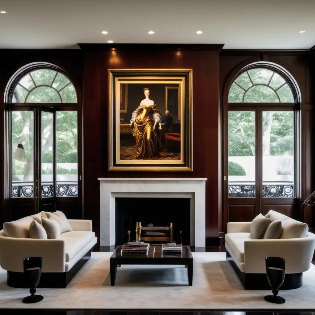 Luxurious Fireplace Display with Framed Art in MultiMillion Dollar Home