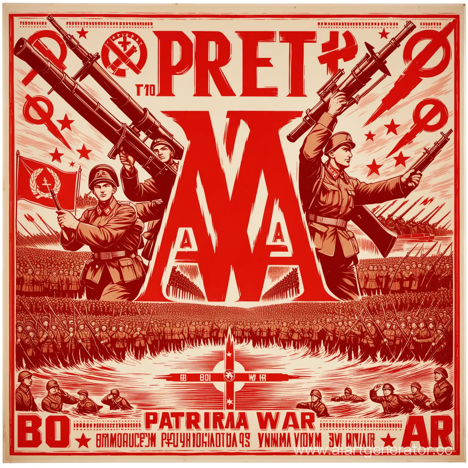 плакат посвященный великой отечественной войне с буквами ВОВ, символикой, фигурами