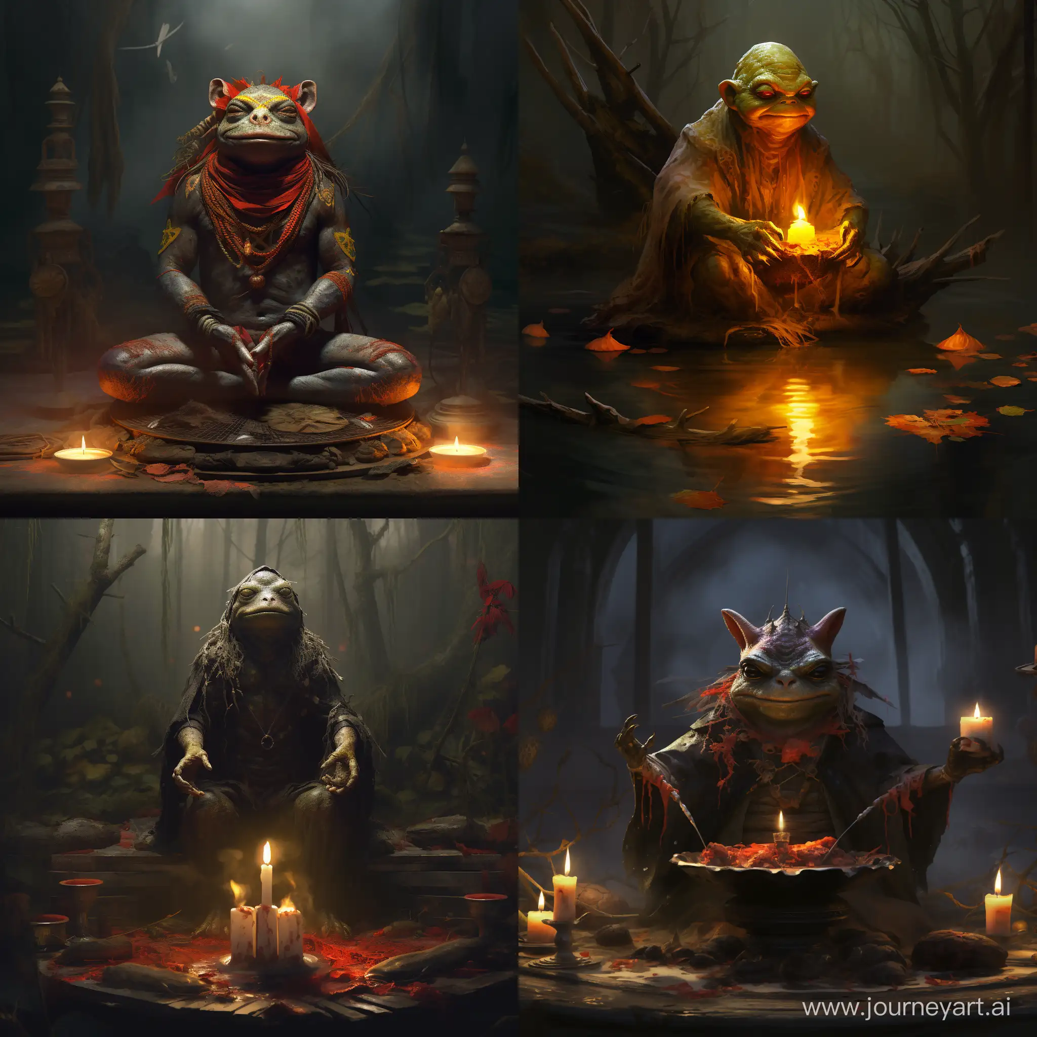 a demonic humanoid frog appearing in a ritual