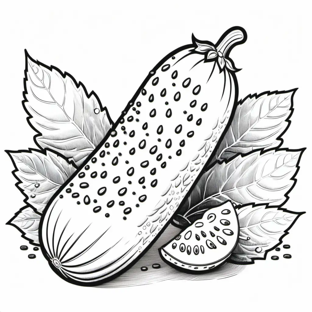 Cucumber Coloring Page for Kids Fun and Educational Vegetable Illustration