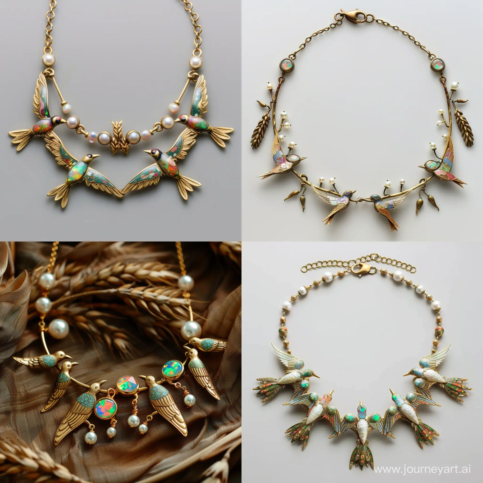 Brass-Swallow-Necklace-with-Cloisonn-Enamel-Technique-Pearls-and-Opals