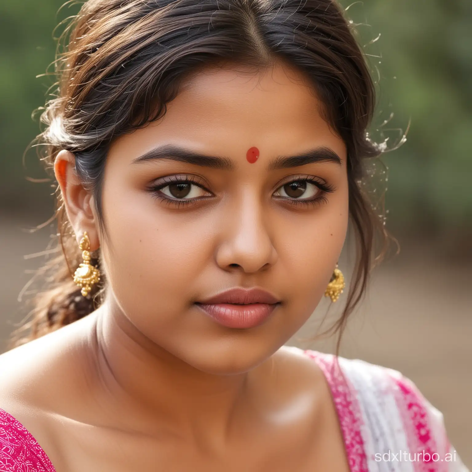 Maharashtrian Indian girl age 26 with face closeup skin colour white and chubby big lips and  slim face and big chest