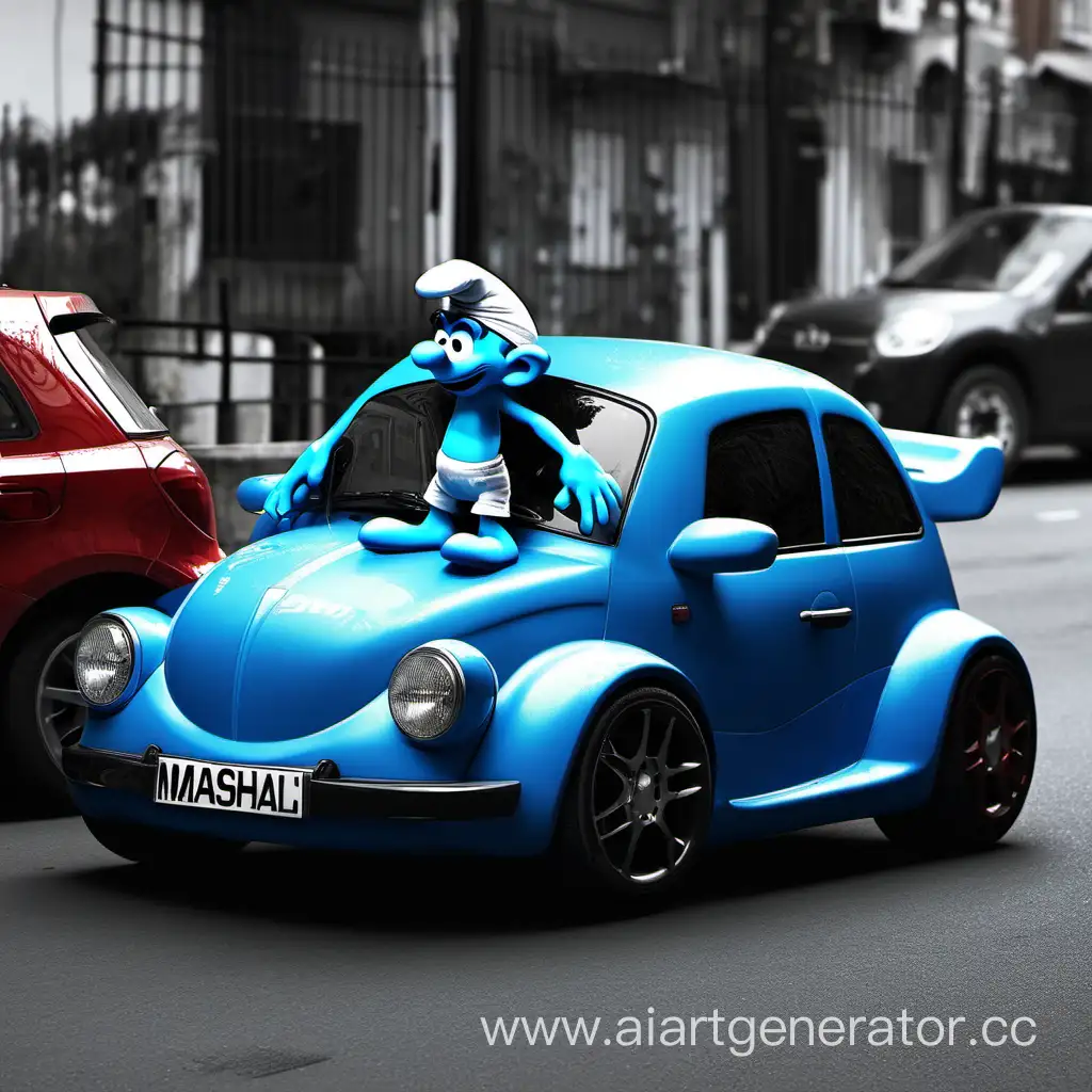 Whimsical-Mashallah-Moment-with-Blue-Car-and-Smurf