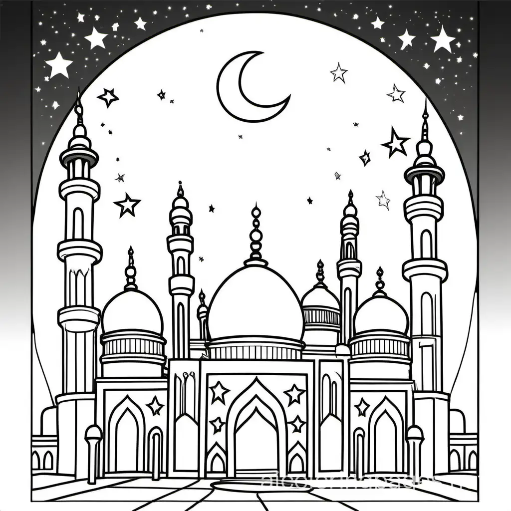 Mosque-Coloring-Page-with-Minarets-and-Crescent-Moon