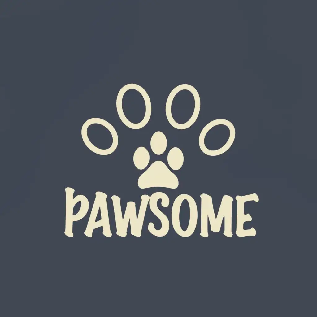 logo, pet paw, with the text " Pawsome ", typography