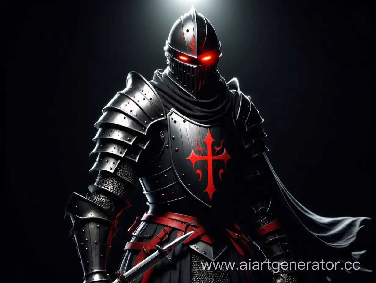shadow loner Beautiful realistic cool 4K knight with red eyes and sword logo