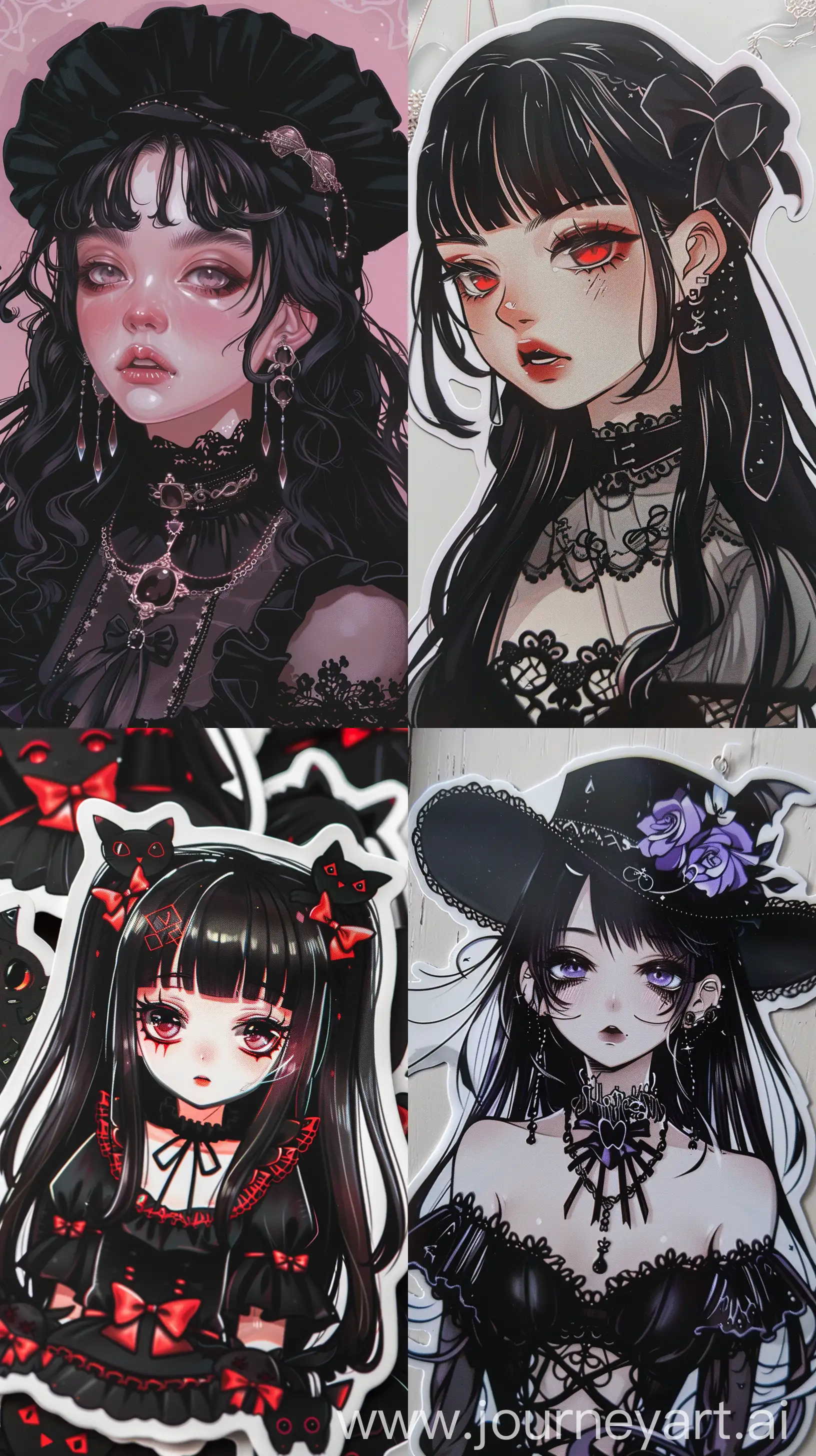 a many much goth anime girl sticker --ar 9:16 
