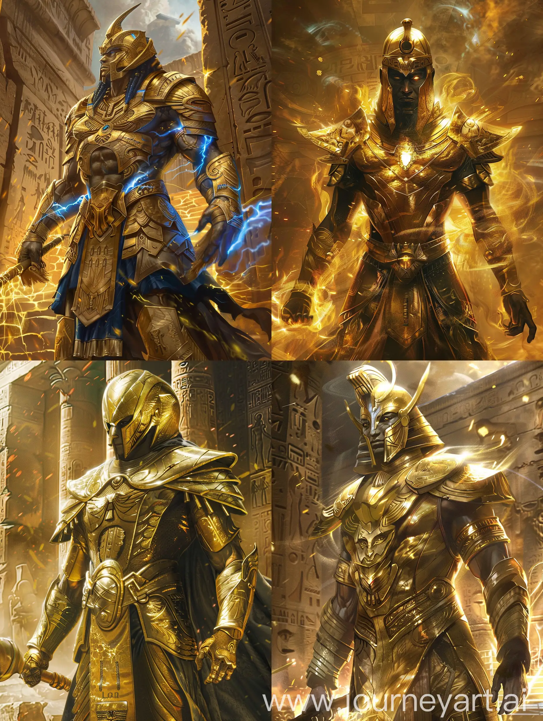 Ra with golden armor and gods power
