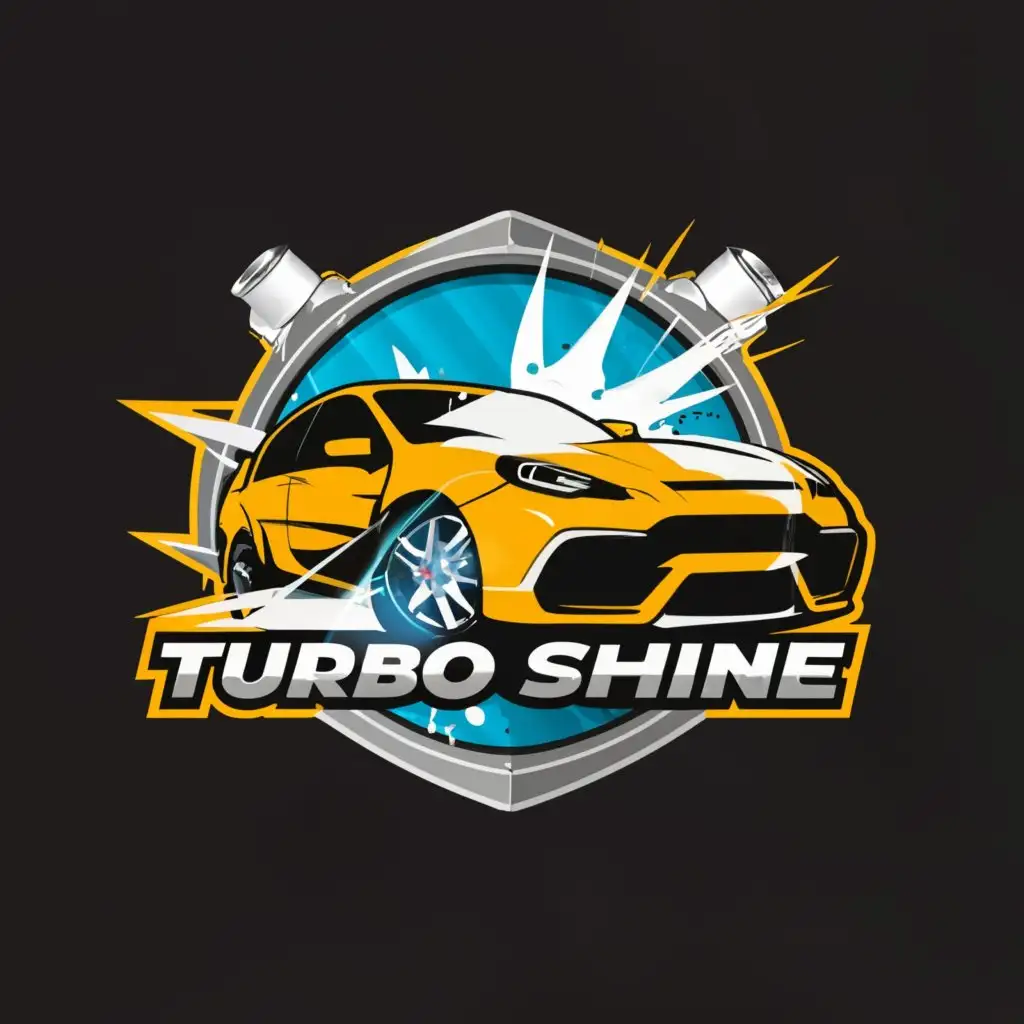 a logo design,with the text "Turbo shine", main symbol:Fast car wash,complex,be used in Automotive industry,clear background