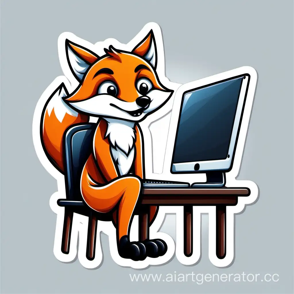 Surprised-Fox-Sitting-at-Computer