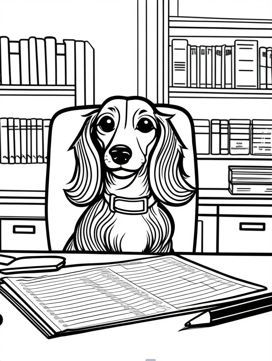 LongHaired-Dachshund-Tax-Preparation-Coloring-Page