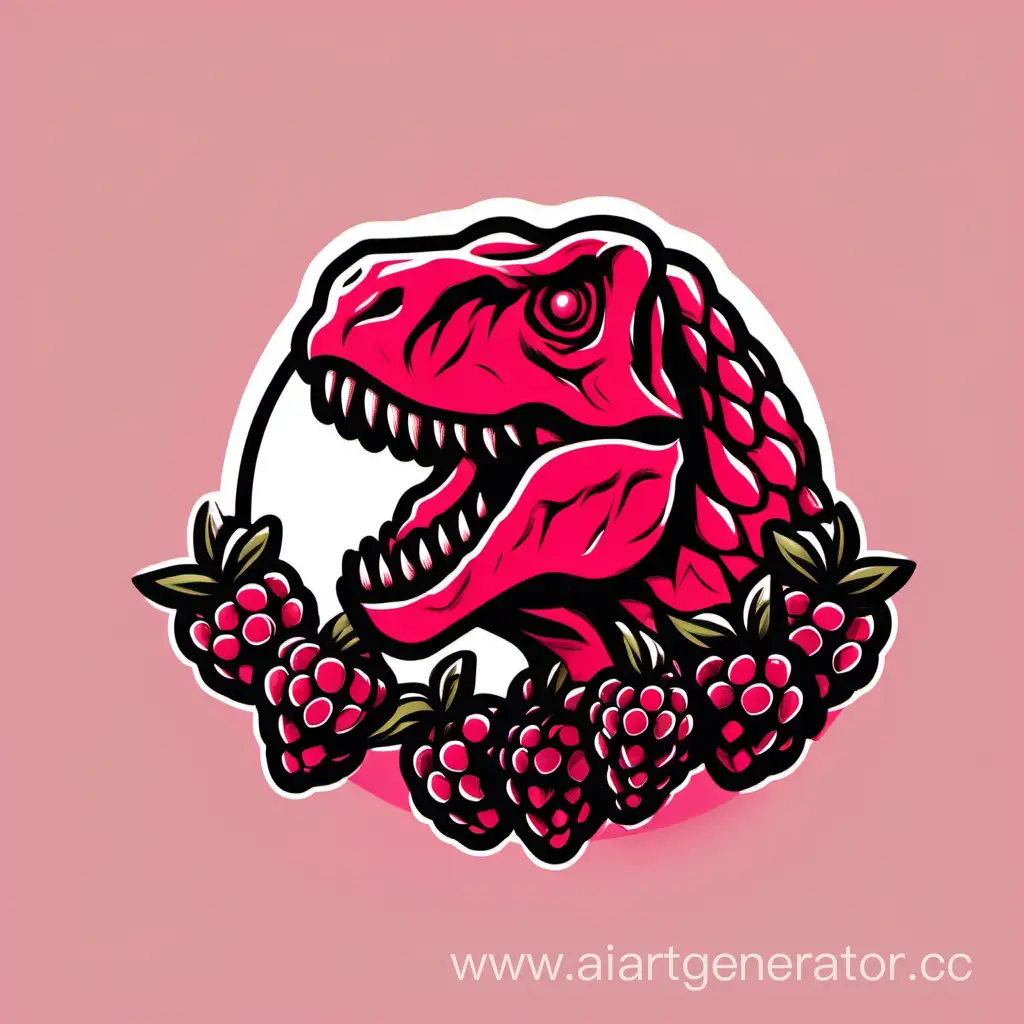 draw a logo in the style of raspberries with t-rex 