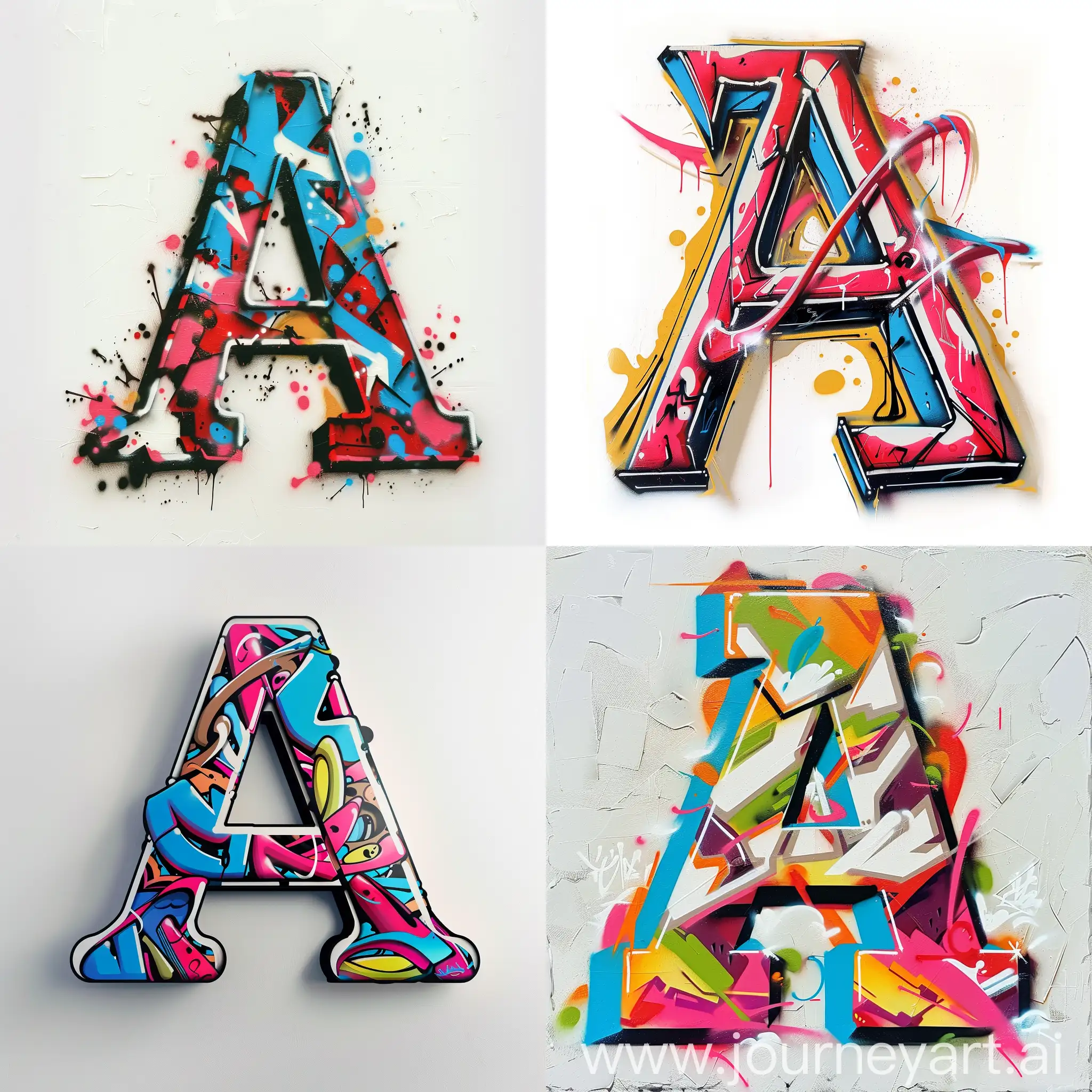 a graffiti art of the letter "A" on the white background