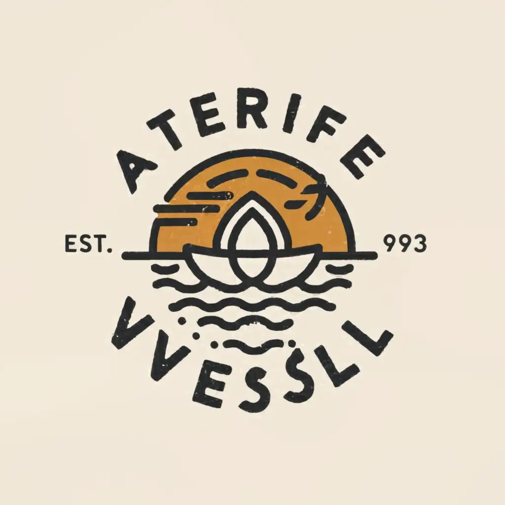 a logo design,with the text "Afterlife Vessel", main symbol:boat sunset,Minimalistic,clear background