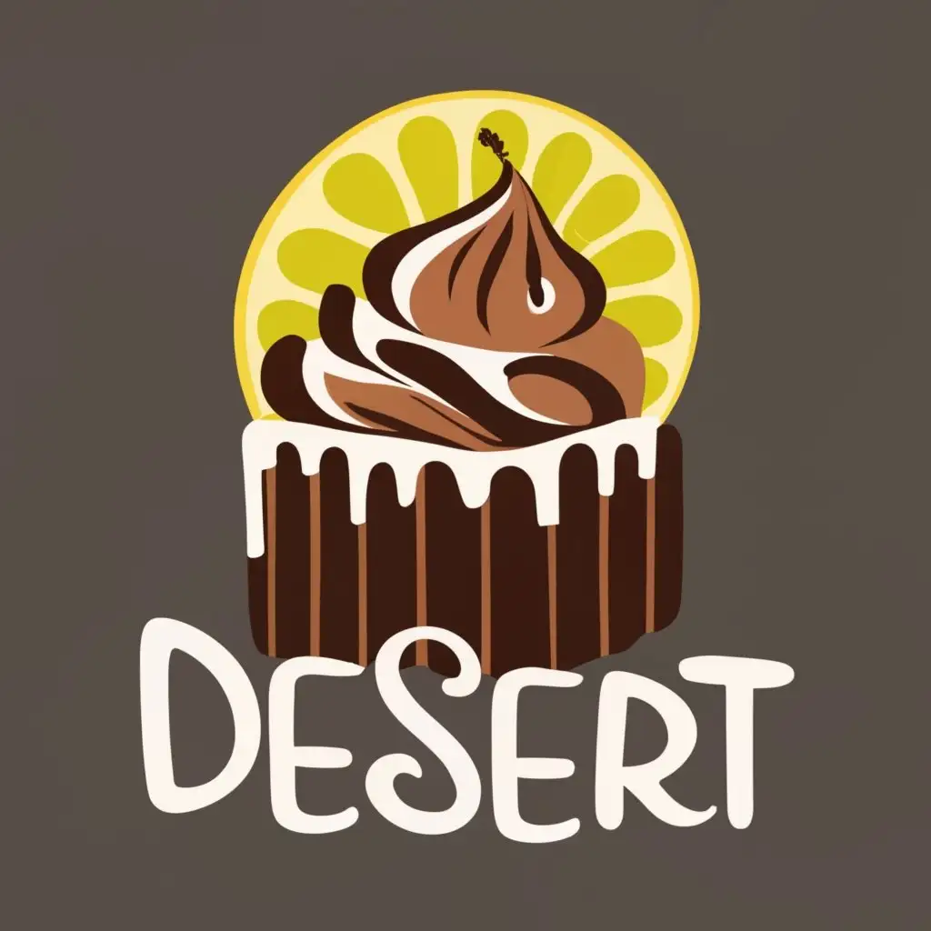 logo, lemon, chocolate, cake, with the text "Dessert", typography, be used in Restaurant industry