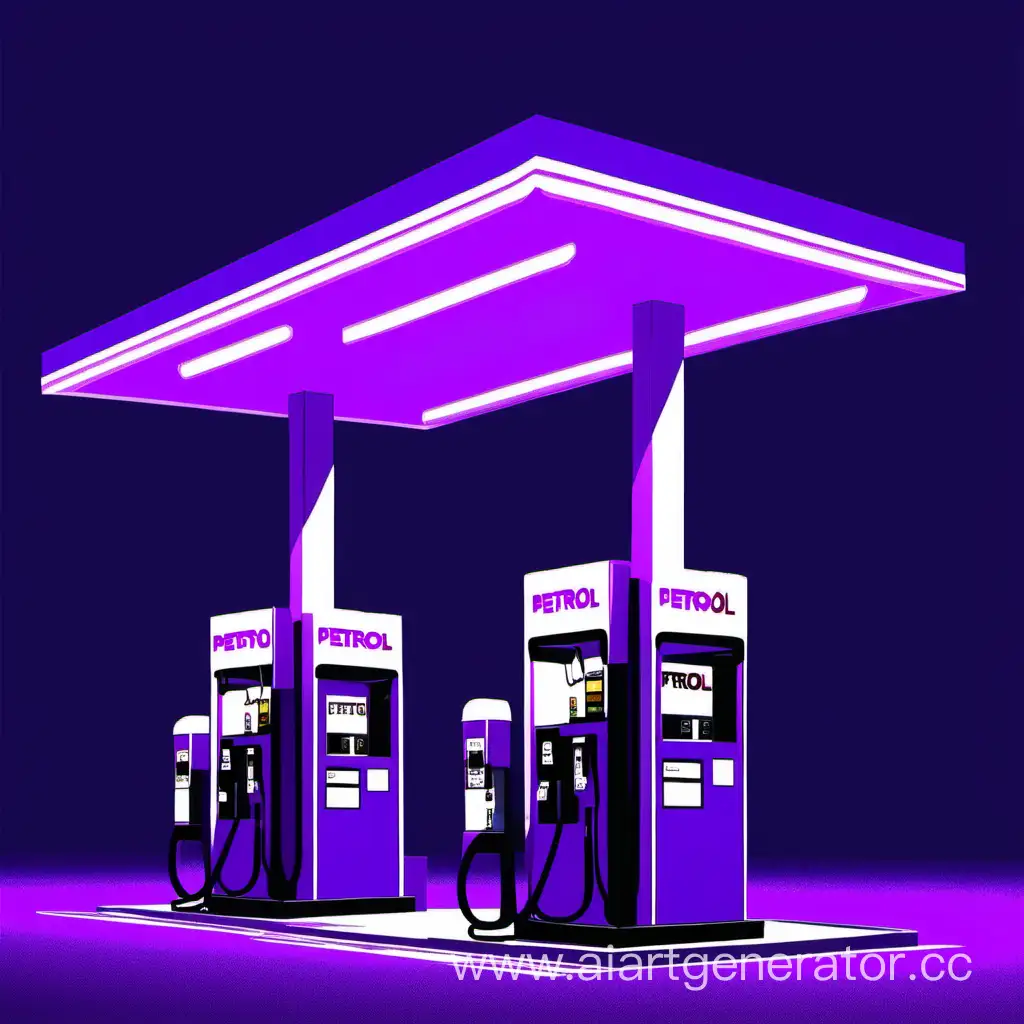 petrol station, violet, Incandescent