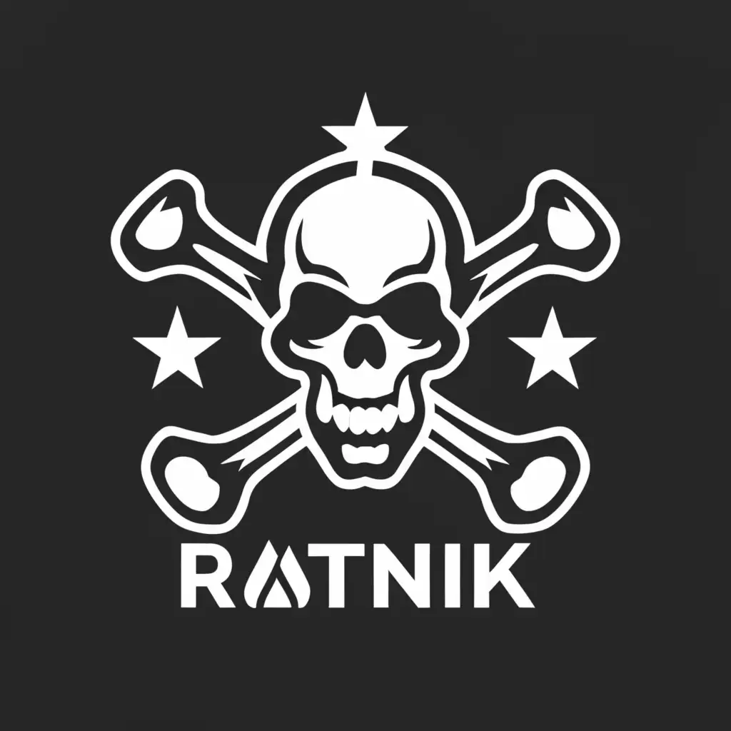 a logo design,with the text "RATNIK", main symbol:Skull (RATNIK),Moderate,be used in Legal industry,clear background