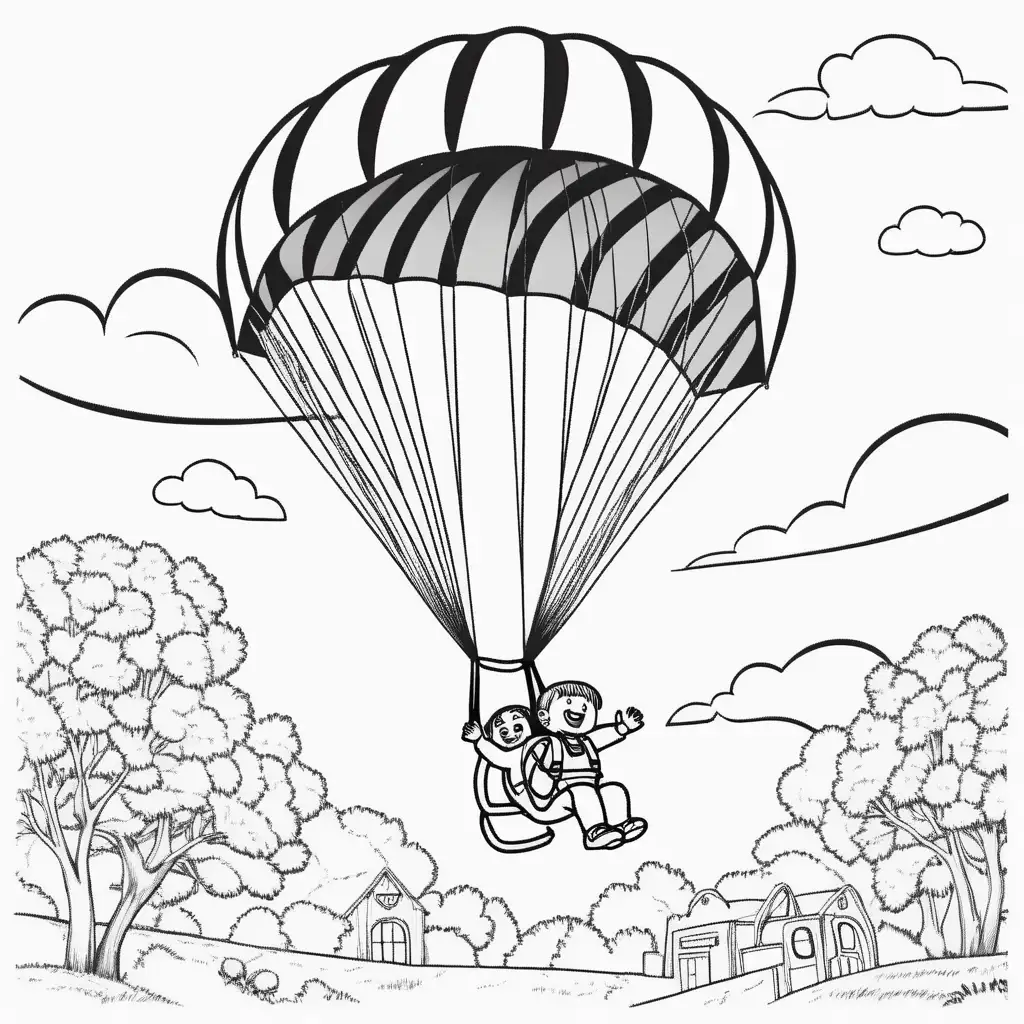 Adventurous Parachute Coloring Page for Creative Fun