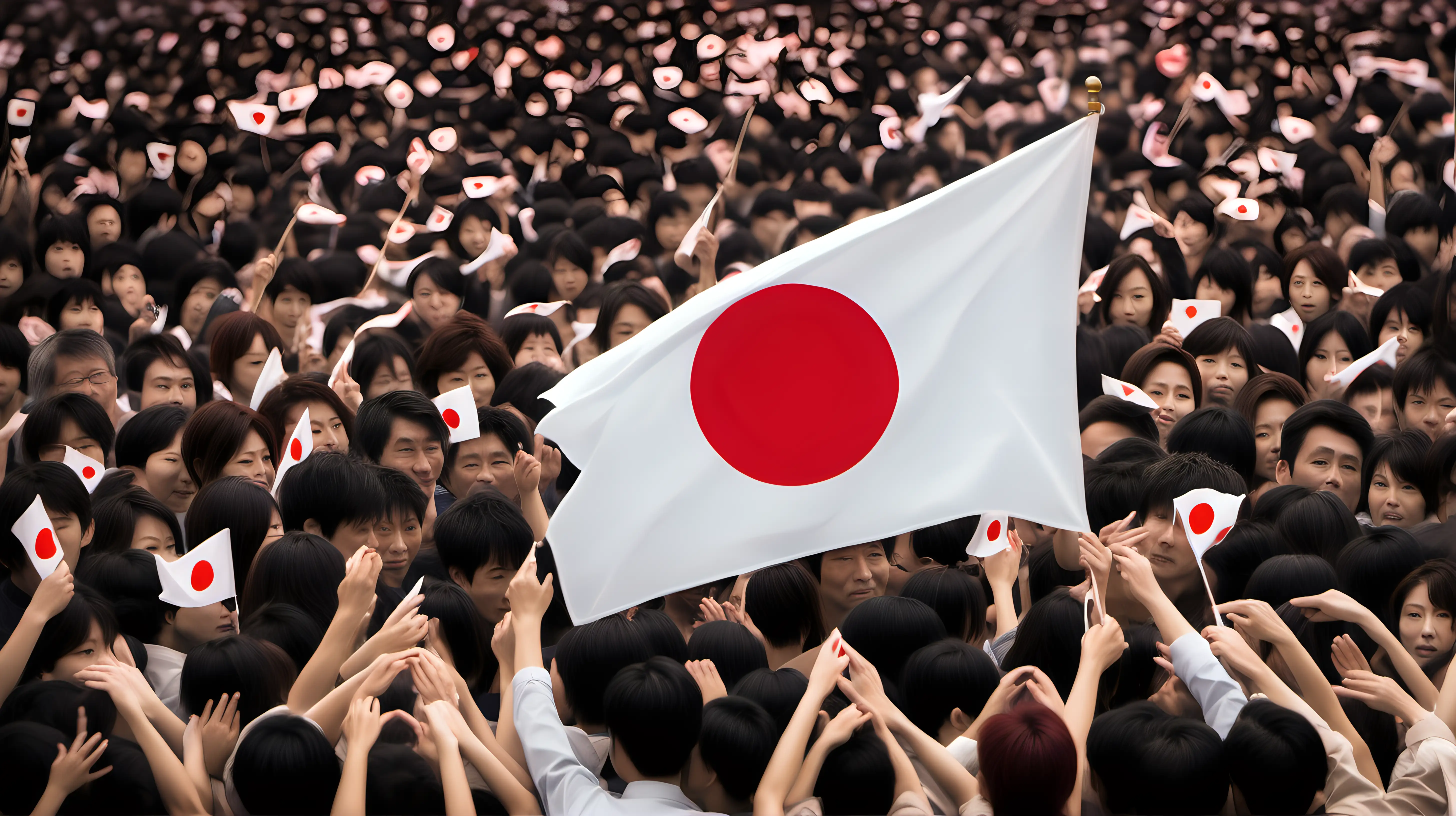 Patriotic Japanese Citizen Holding Flag at National Event