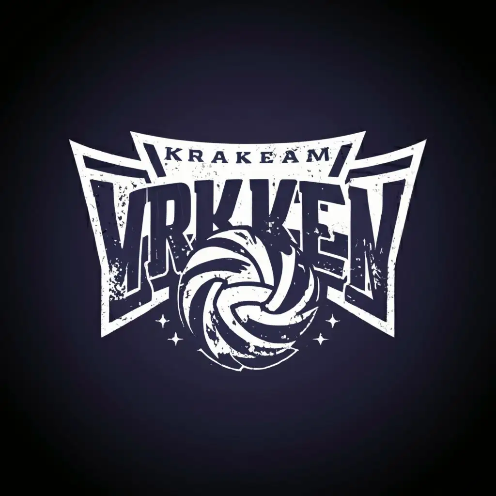 a logo design,with the text "Kraken Team", main symbol:Volleyball, volley, spike, ace