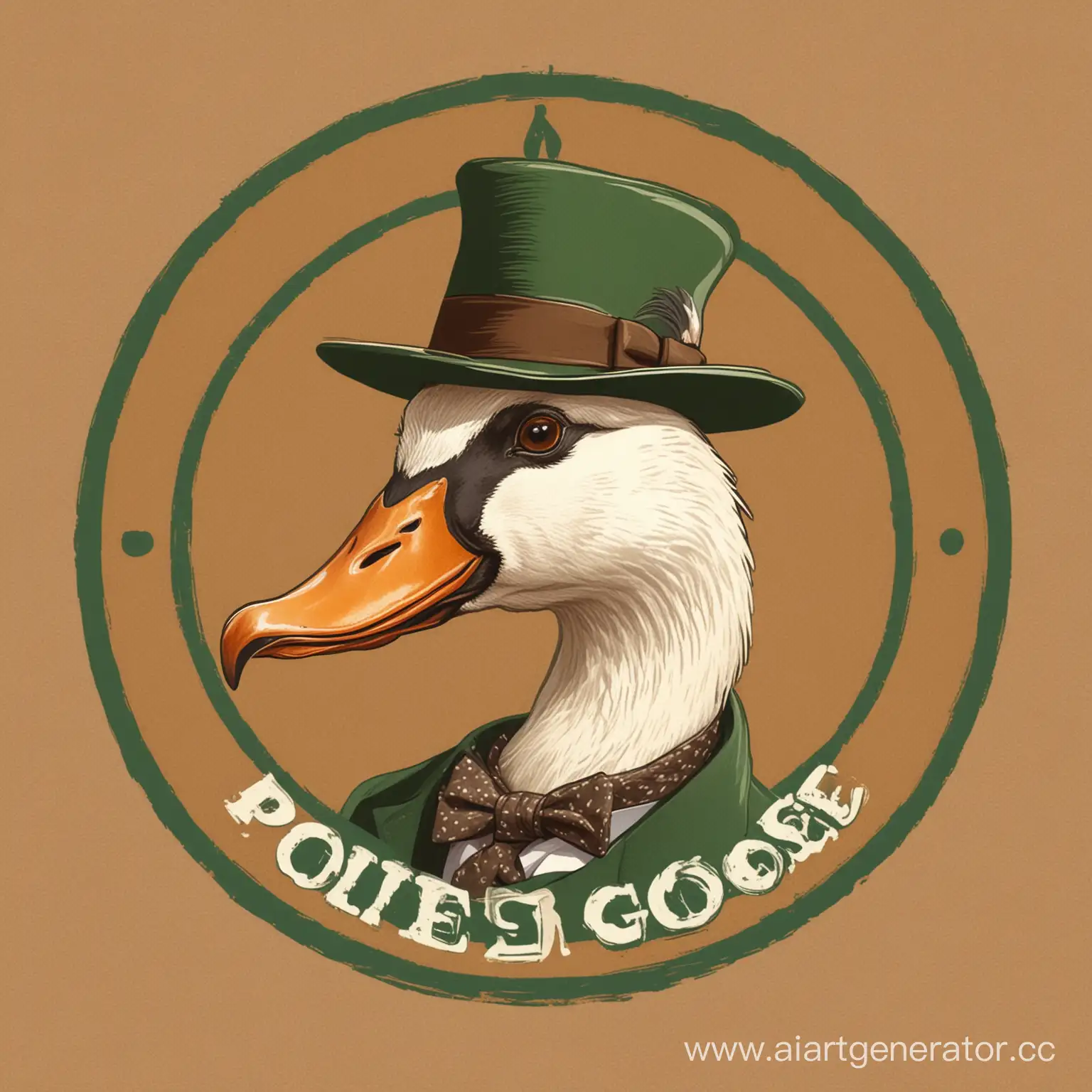 Polite-Goose-Caf-Logo-Goose-in-Hat-and-Tie-on-Green-Circle-Background