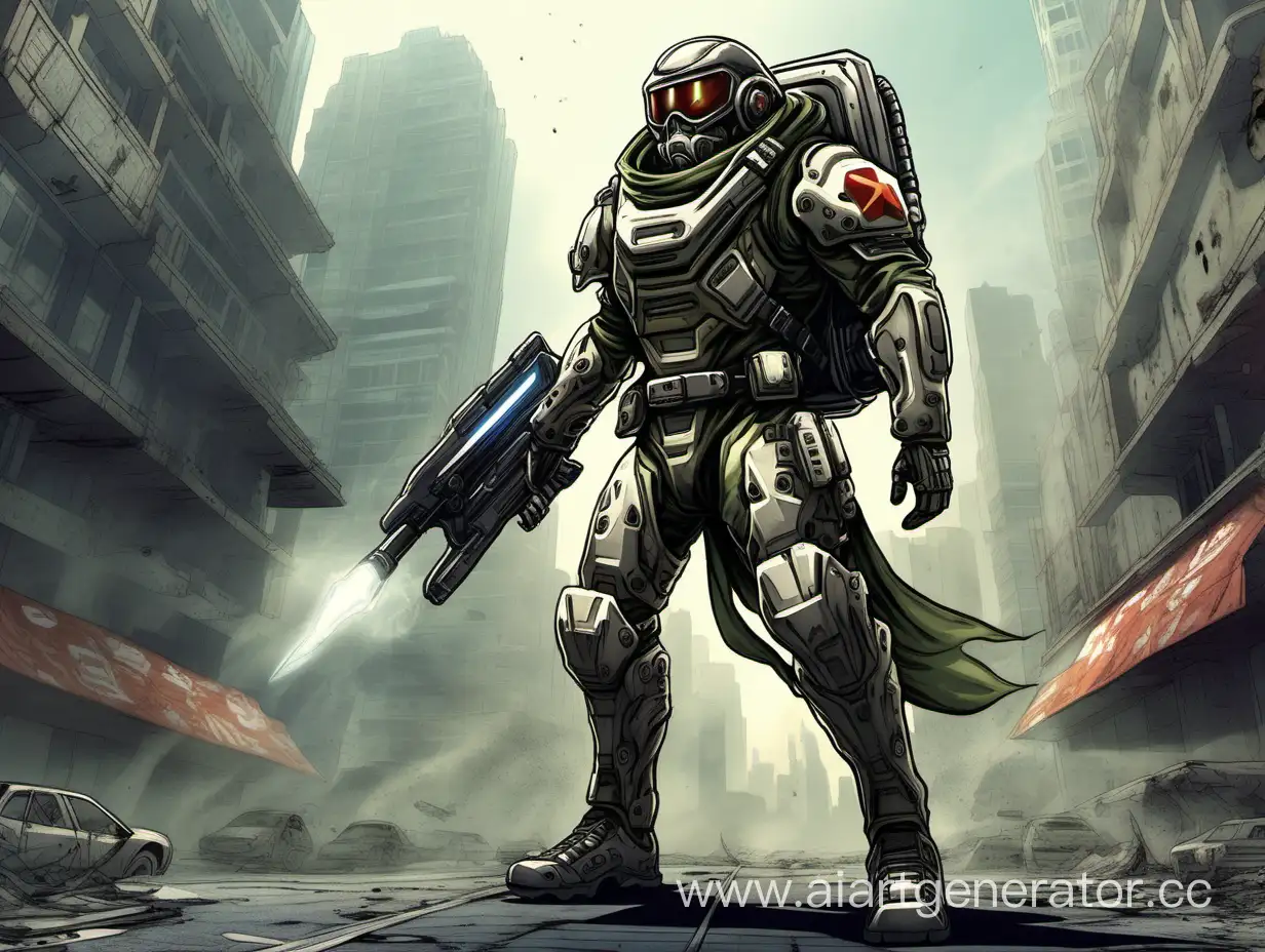 Interdimensional-Warrior-in-Ruined-City-Wielding-Plasma-Rifle-and-Power-Sword