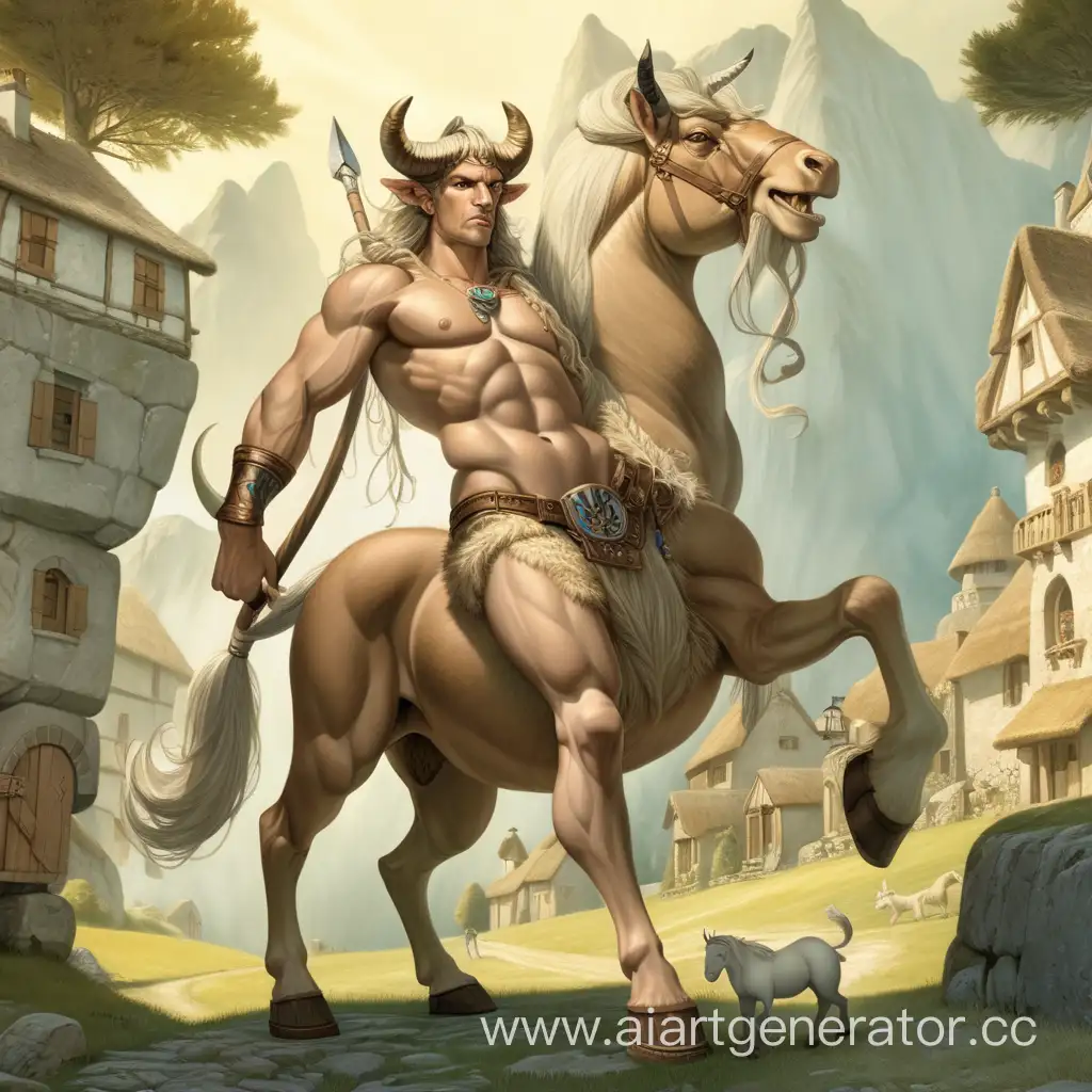 The mythical creature  a man  centaur ruling in a hidden village
