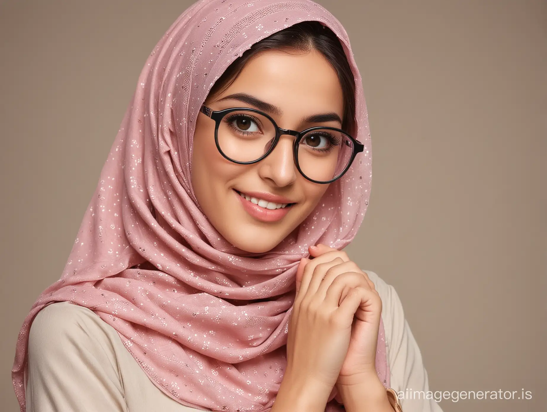 hijab, 18 year old, happy, 8k, hd, hi-resolution, cute pose, awsome, eye glass, blouse