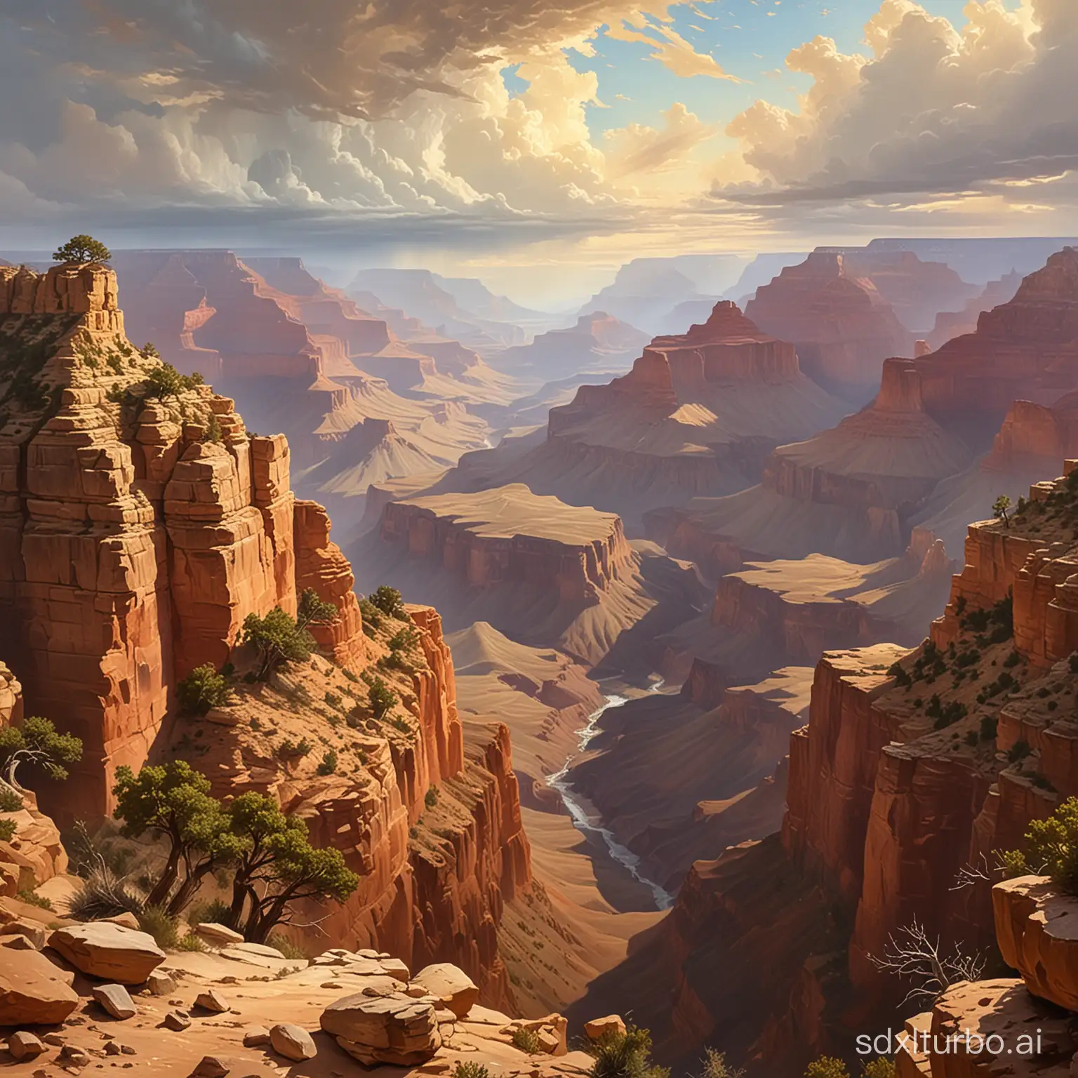 Grand-Canyon-Oil-Painting-in-Thomas-Moran-Style