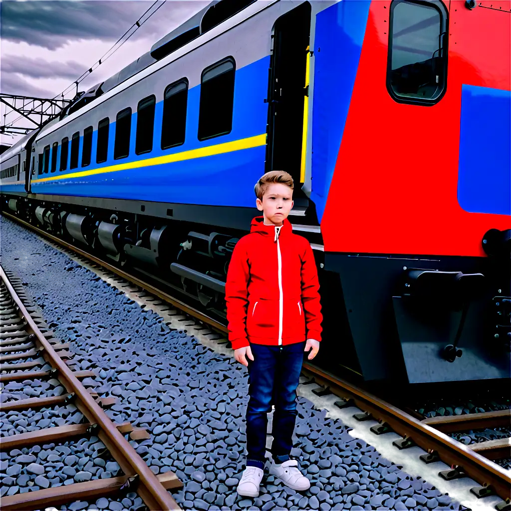 Premium-PNG-Image-Fearful-Boy-Standing-in-Front-of-a-Train