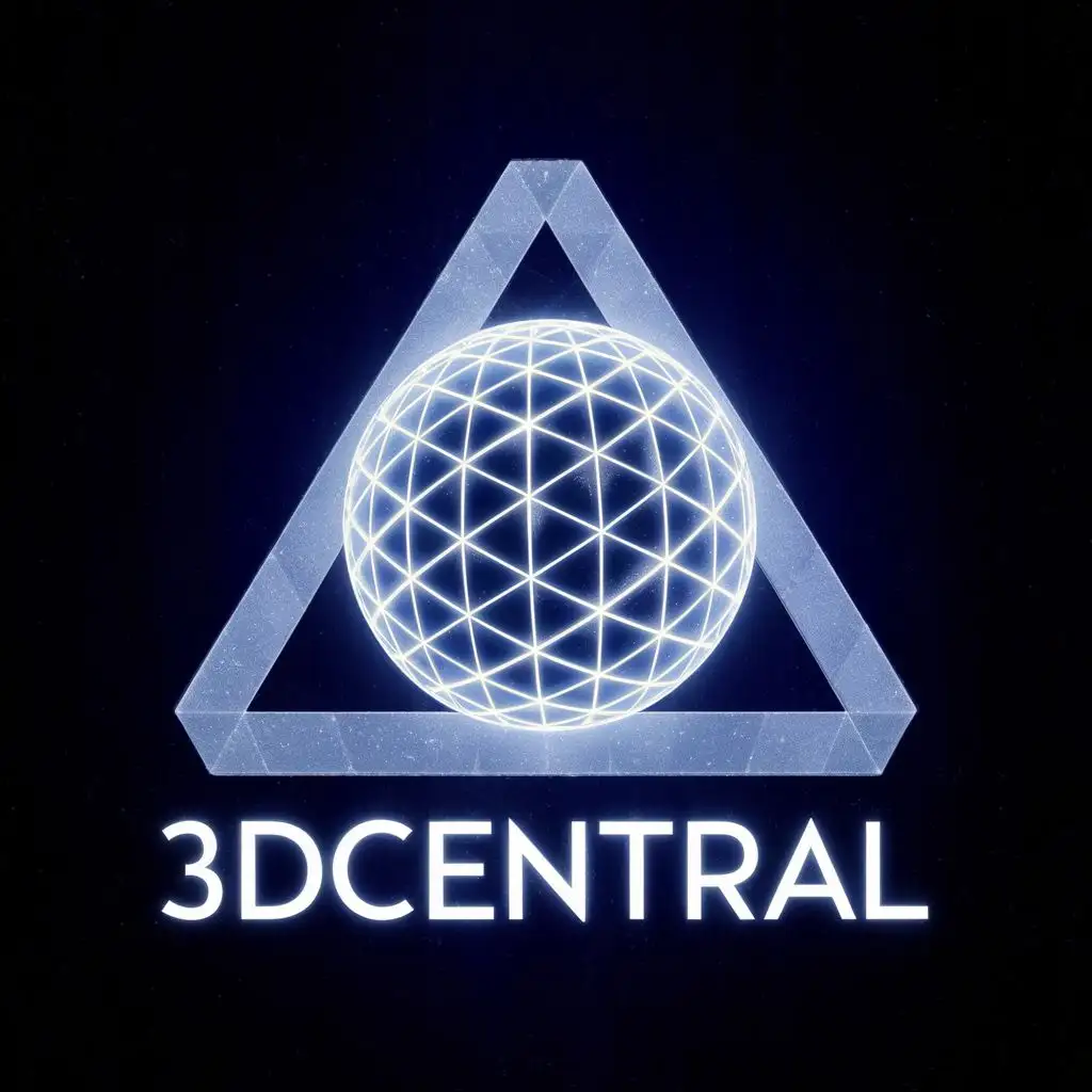 logo, sphere inside of eschler triangle, with the text "3DCentral", typography