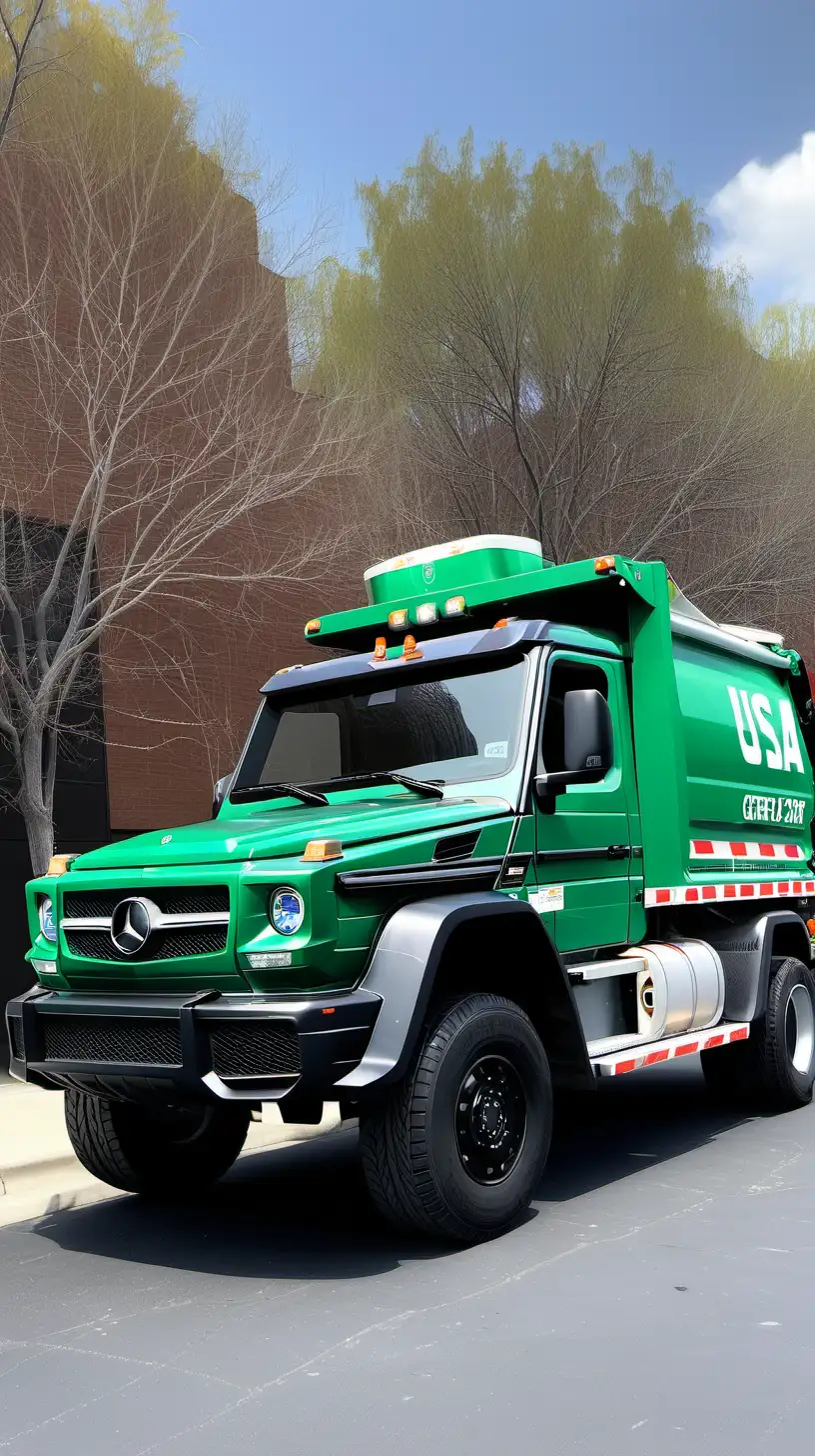 Urban Waste Management USA Garbage Truck Featuring Mercedes GClass Front