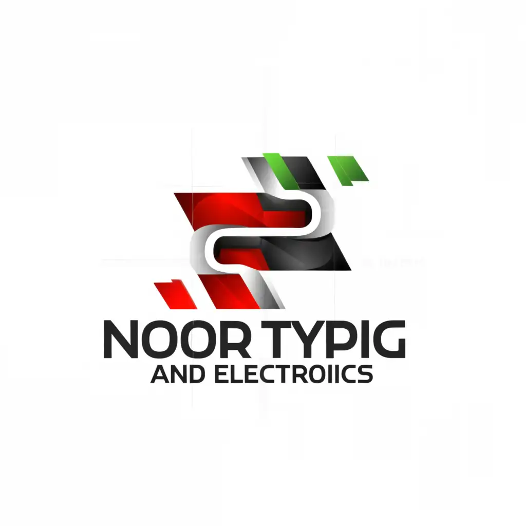 a logo design,with the text "Noor Typing and Electronics", main symbol:black, green, red,Moderate,clear background