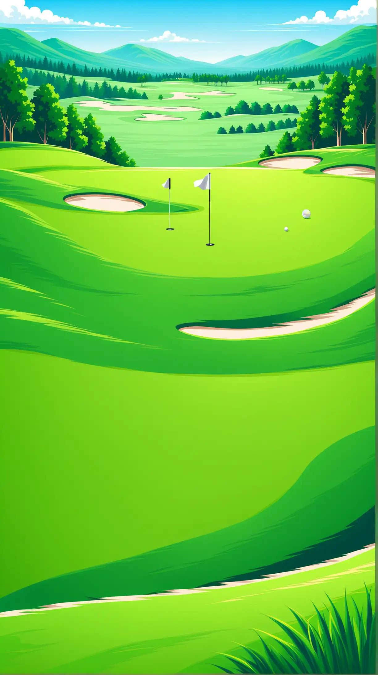 Scenic Golf Course with Rolling Hills Vector Background