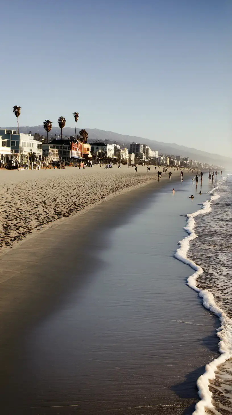 Sunny Day at Santa Monica Shore with Vibrant Beach Scene