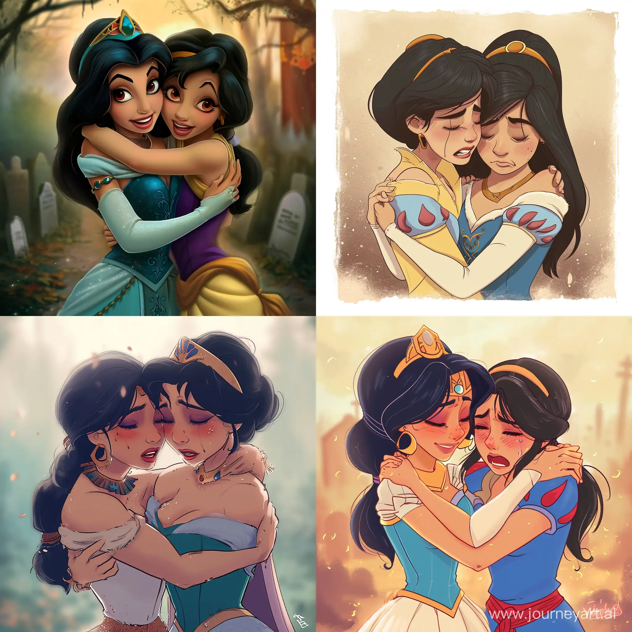 Princess-Jasmine-and-Snow-White-Emotional-Cemetery-Hug