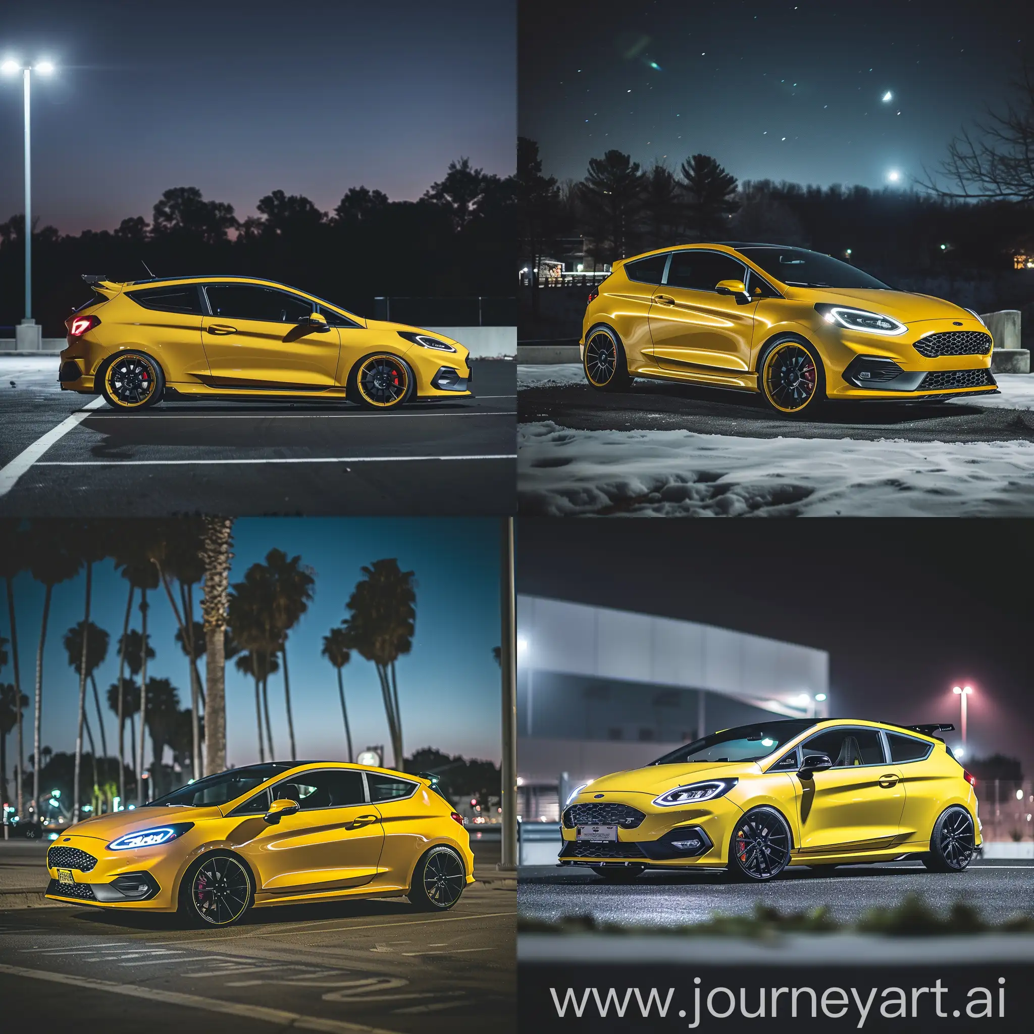 Sleek-Ford-Fiesta-ST-2020-Night-Car-Meet-with-Striking-Yellow-and-Black-Aesthetics