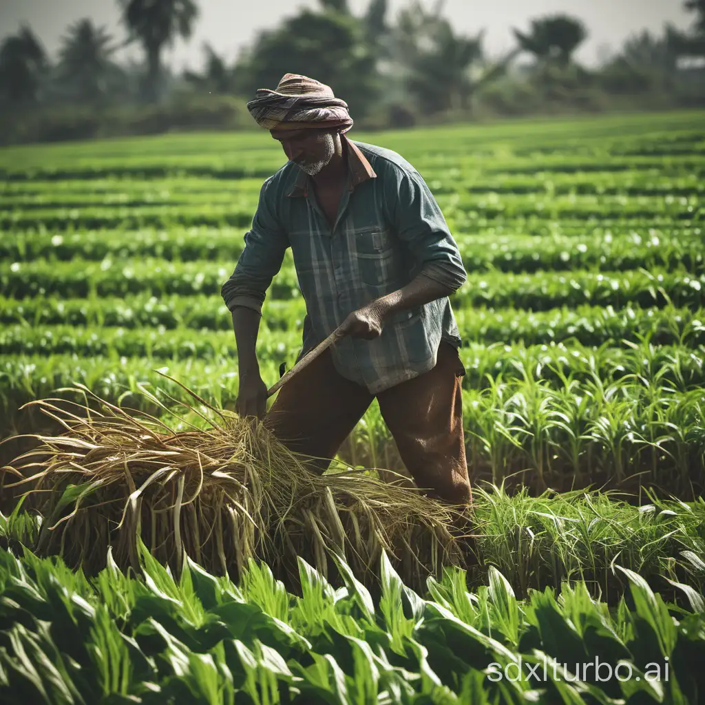 A man working in his farn and do farming