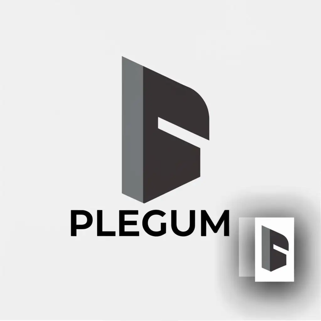 a logo design,with the text "Plegum", main symbol:A letter P made by an letter L backwards,Moderate,be used in Technology industry,clear background