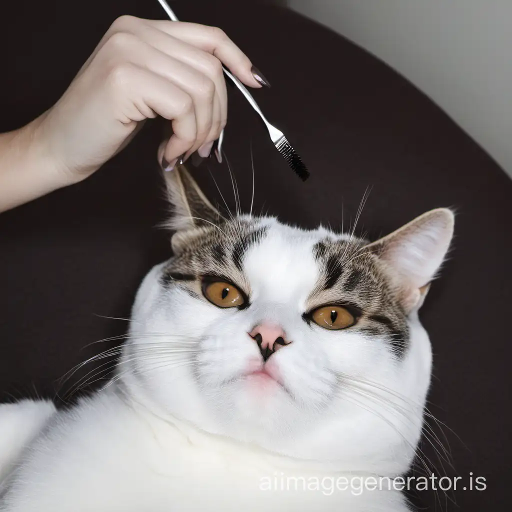 Cat doing brows for the cat