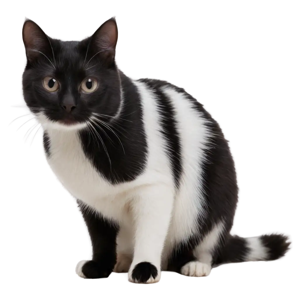 a small black and white cat real