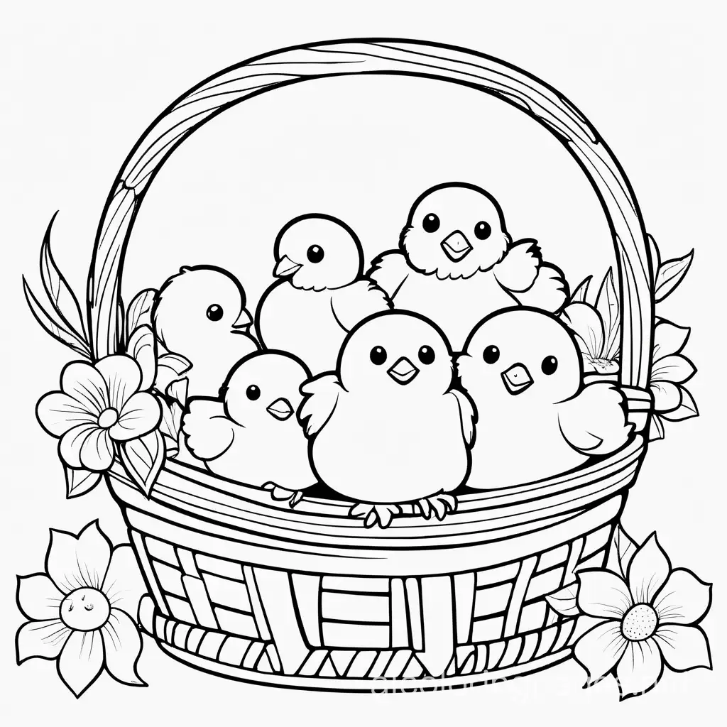 Easter-Coloring-Page-with-Basket-Flowers-Eggs-and-Chicks
