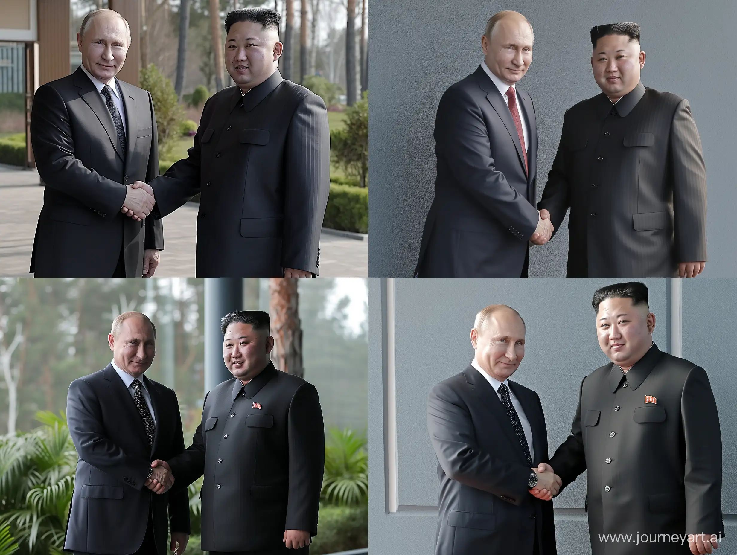 Putin-and-Kim-Jong-Un-Shaking-Hands-Outdoors-in-Daylight