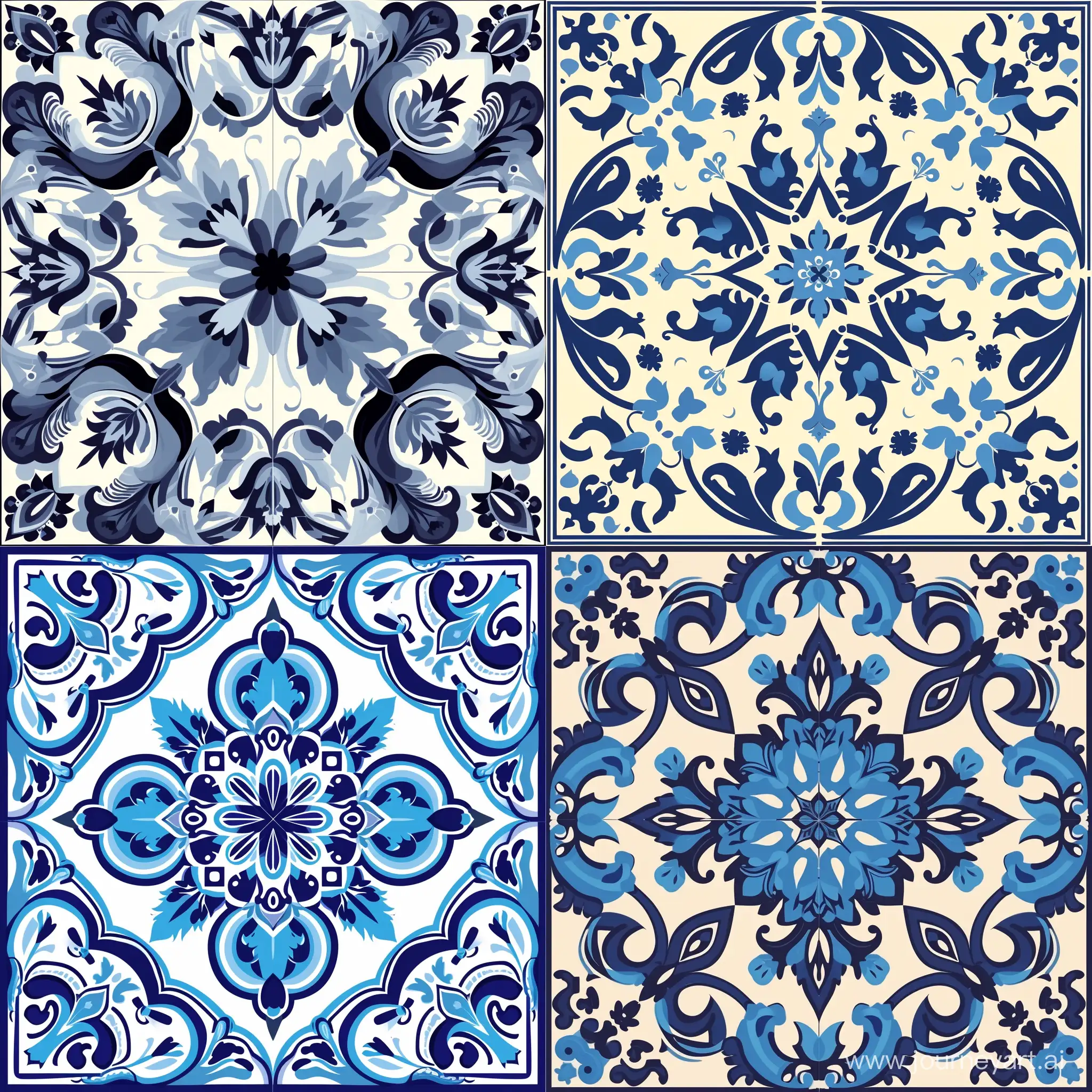 паттерн в стили орнаментов сицилии с синих оттенках