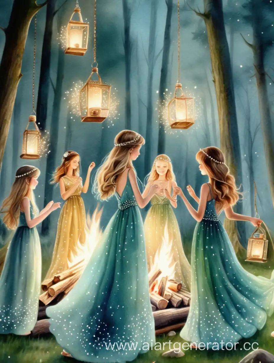 Enchanting-Forest-Girls-Dance-by-Bonfire-Ethereal-Watercolor-Scene