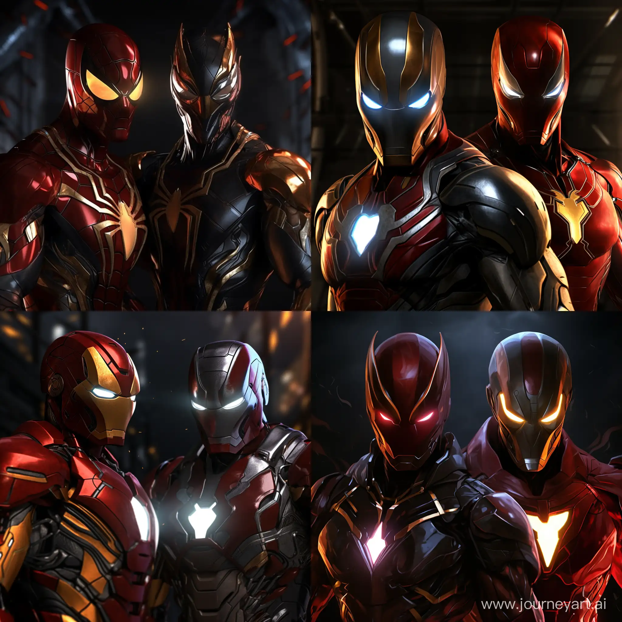 SpiderMan-and-Iron-Man-with-Sharp-Visors-in-HD-Dramatic-Light
