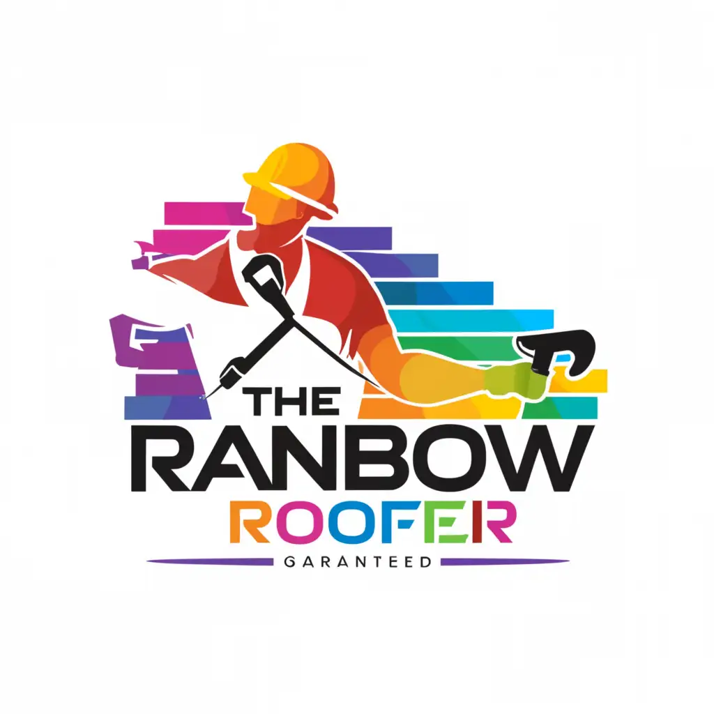 a logo design,with the text 'The Rainbow Roofer', main symbol: Satisfaction Guaranteed,Moderate,clear background