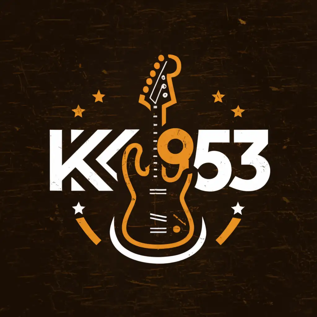 a logo design,with the text "KIX 95.3", main symbol:Guitar,Moderate,clear background