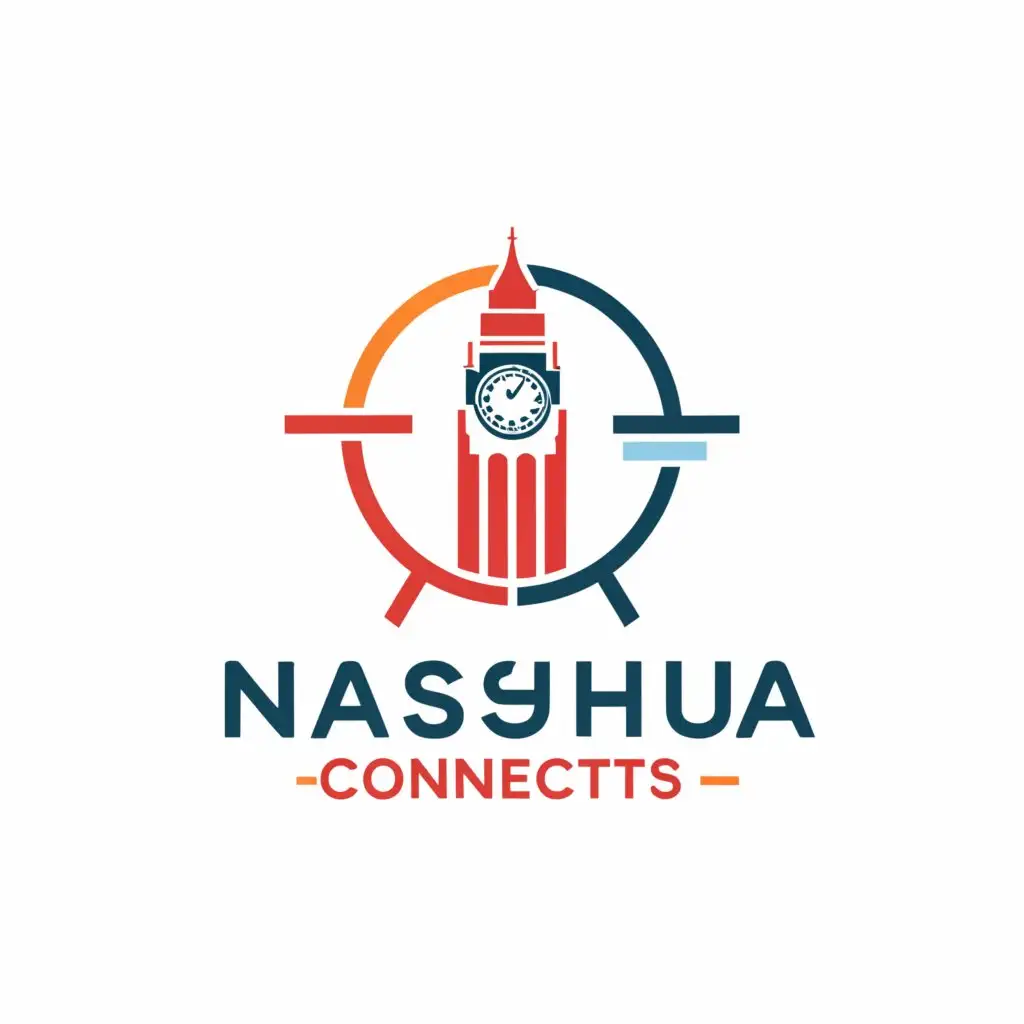 a logo design,with the text "Nashua Connects", main symbol:clock tower,Moderate,clear background