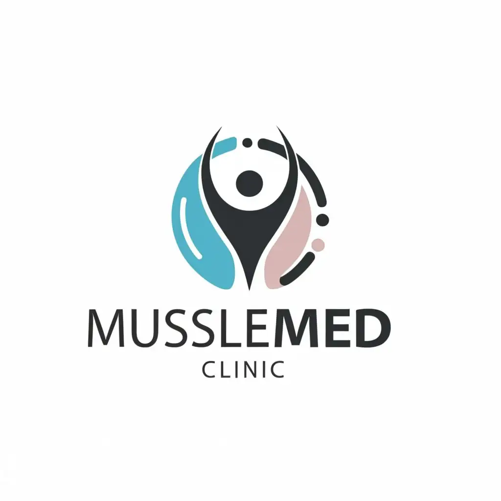 Logo of a physiotherapy clinic with name "MuscleMed", simple, vector, Abstract Expressionism.